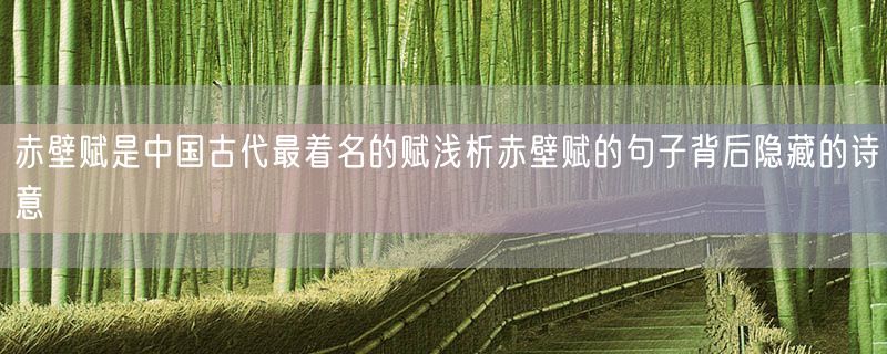 赤壁赋是中国古代最着名的赋浅析赤壁赋的句子背后隐藏的诗意