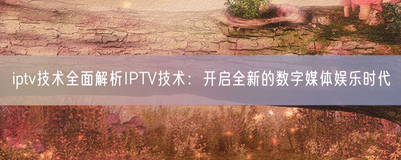 iptv技术全面解析IPTV技术：开启全新的数字媒体娱乐时代